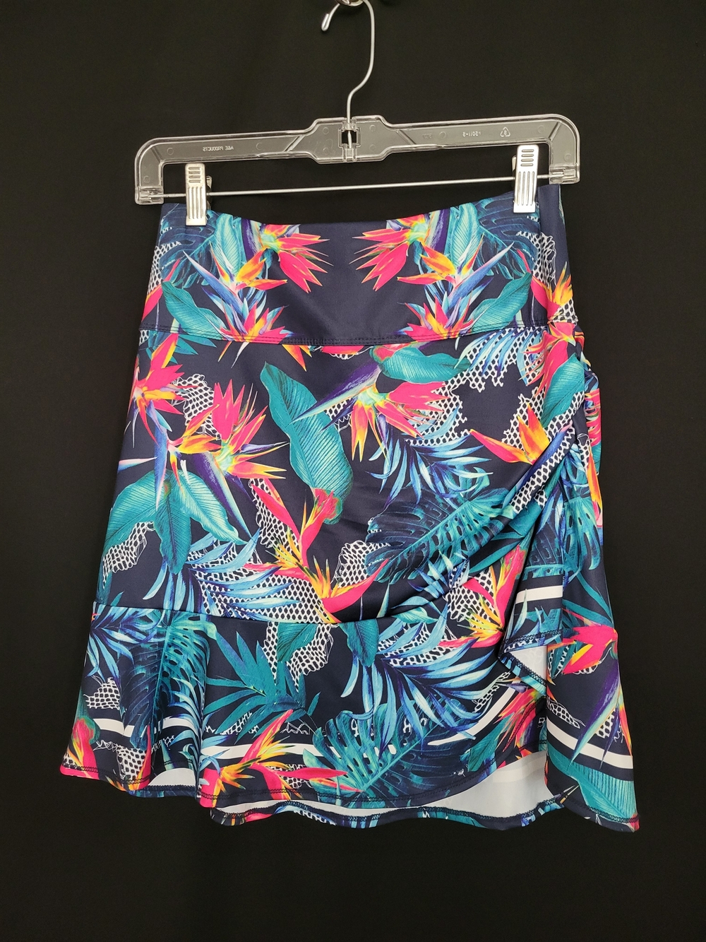Lucky in Love Navy Tropical Floral Circle Golf/Sport Skirt